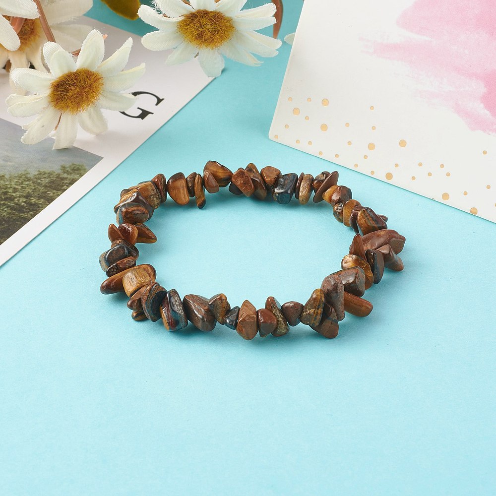 Tigers Eye Kids Bracelet, Chipped, 5 Pieces in a Pack