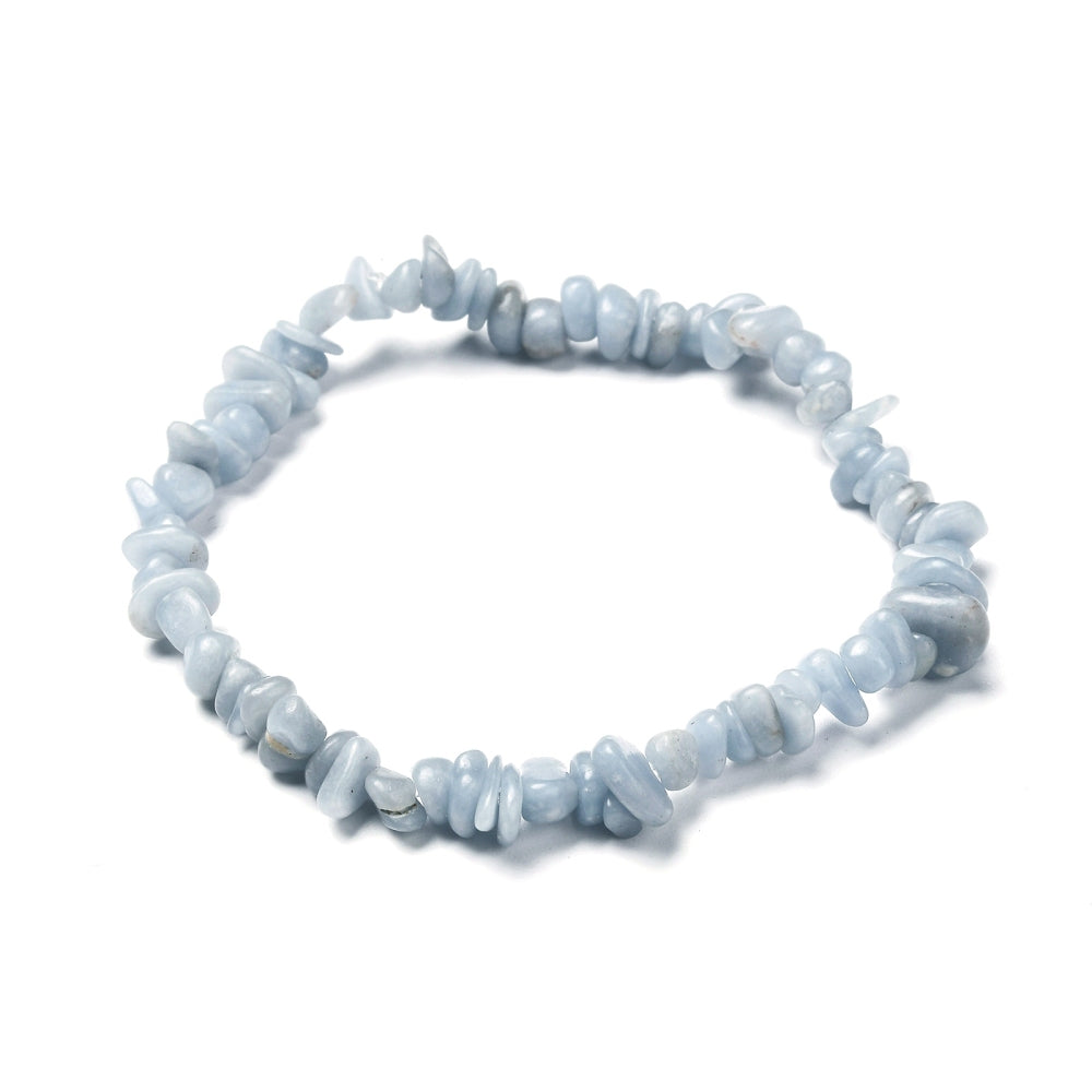 Angelite Chipped Stone Bracelet, 5 Pieces in a Pack