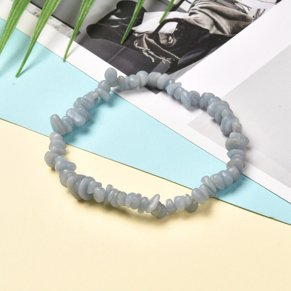 Angelite Chipped Stone Bracelet, 5 Pieces in a Pack