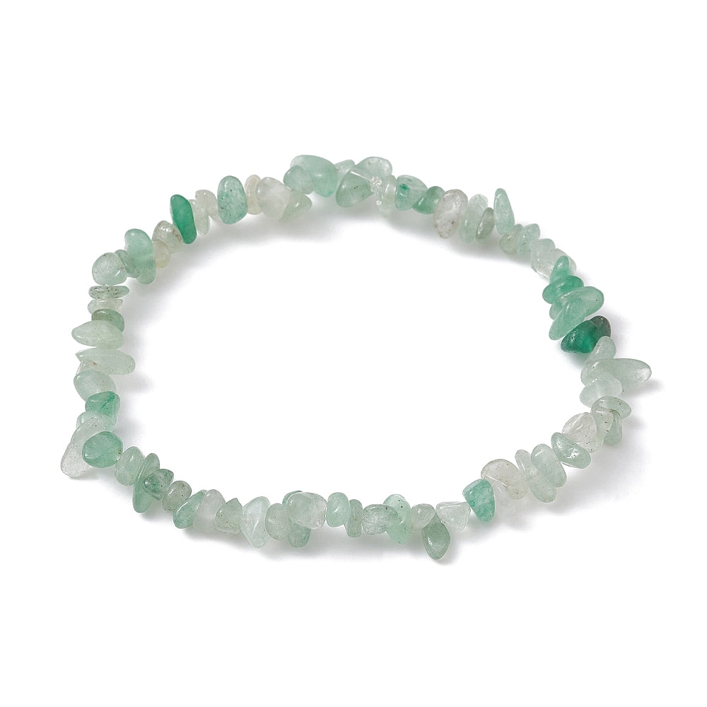 Green Aventurine Chipped Stone Bracelet, 5 Pieces in a Pack