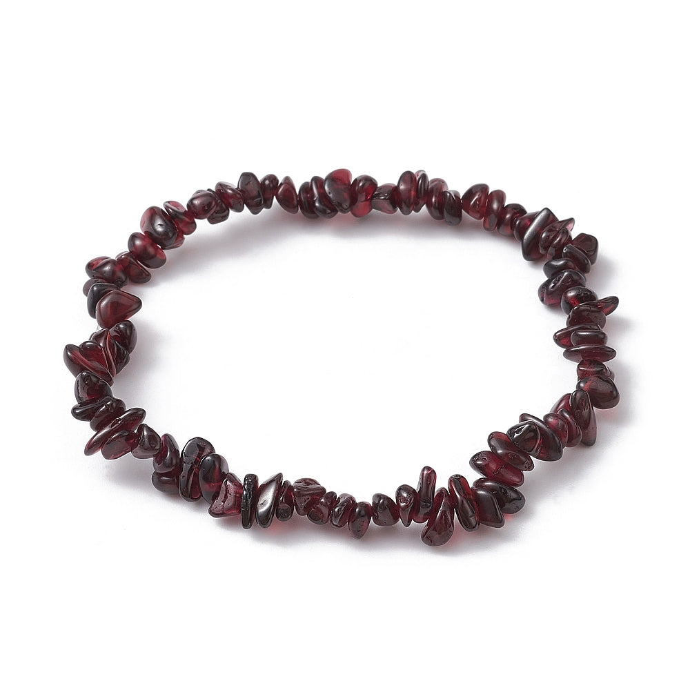 Garnet Chipped Stone Bracelet, 5 Pieces in a Pack