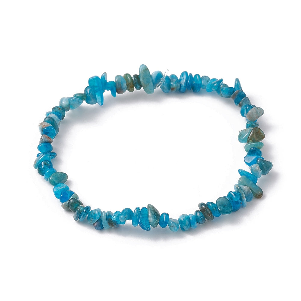 Blue Apatite Chipped Stone Bracelet, 5 Pieces in a Pack