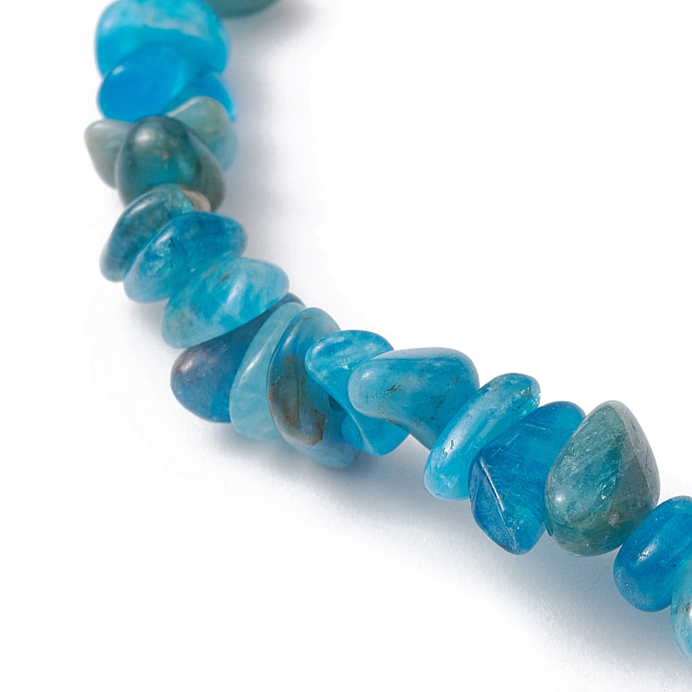 Blue Apatite Chipped Stone Bracelet, 5 Pieces in a Pack