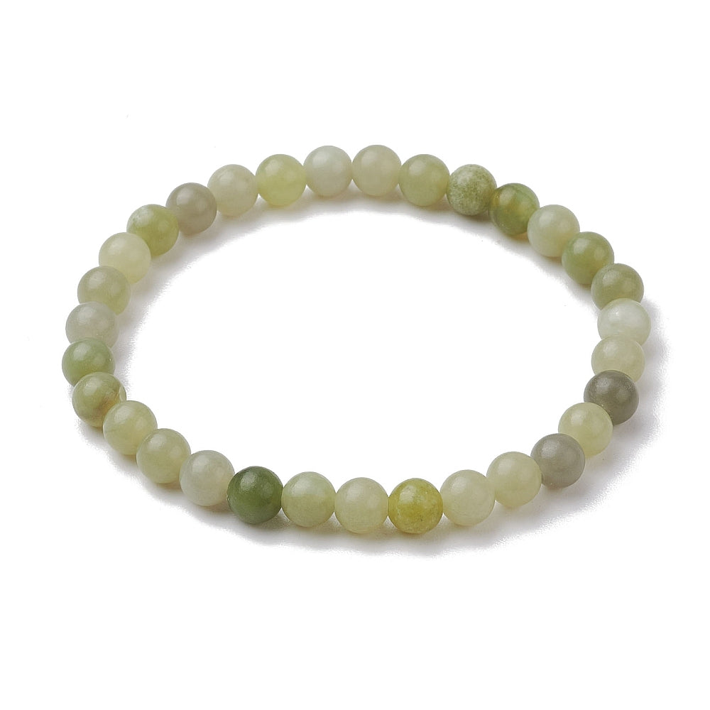 Green Jade Bracelet, 6mm, 5 Pieces in a Pack