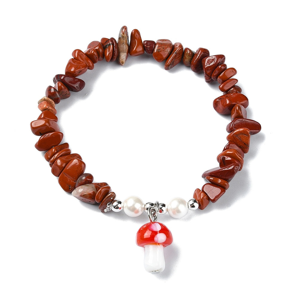 Mixed w/ Mushroom Chipped Stone Bracelet, 10 Pieces in a Pack