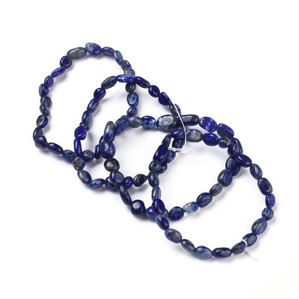 Lapis Lazuli Nugget Beads Bracelet, 6-8mm, 5 Pieces in a Pack