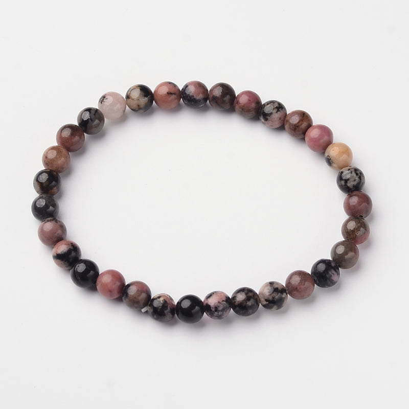 Rhodonite Bracelet, 6mm, 5 Pieces in a Pack