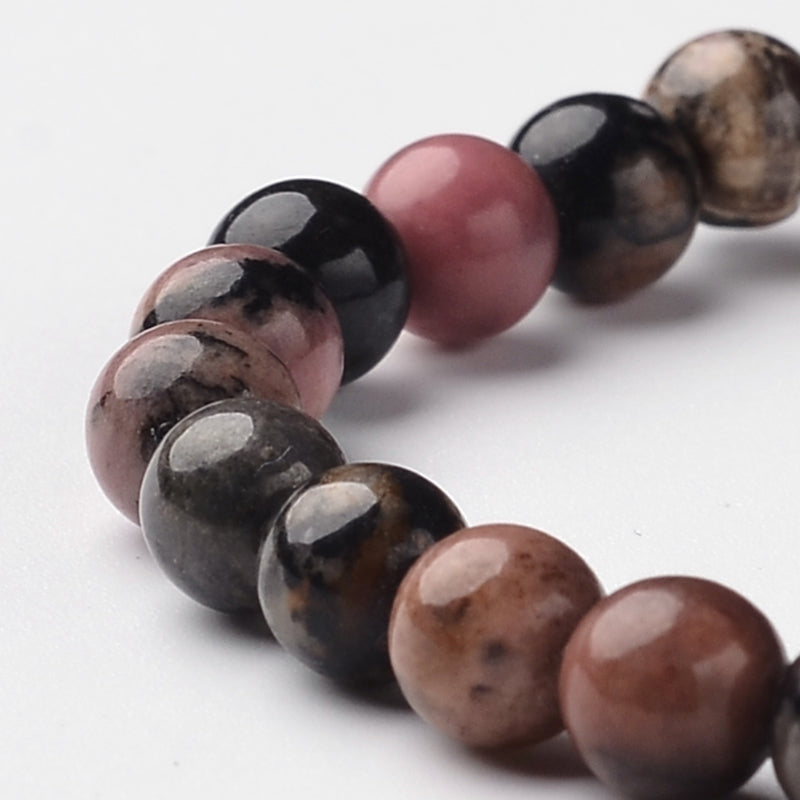 Rhodonite Bracelet, 6mm, 5 Pieces in a Pack