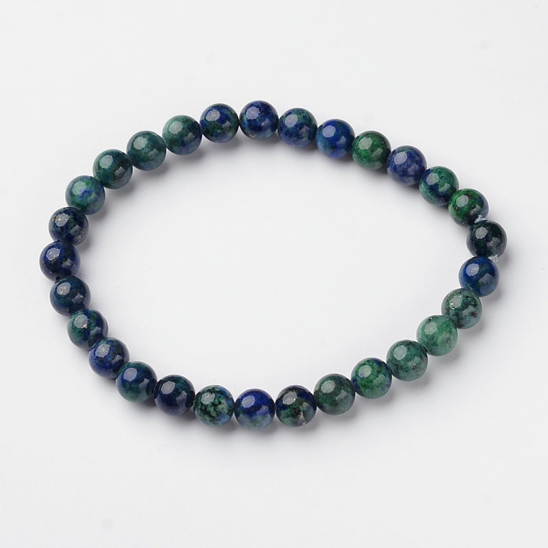 Chrysocolla Bracelet, 6mm, 5 Pieces in a Pack