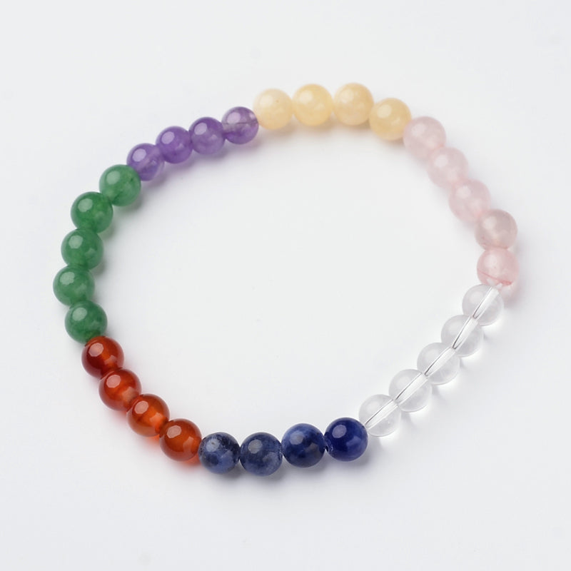 Chakra Stones Bracelet, 6mm, 5 Pieces in a Pack