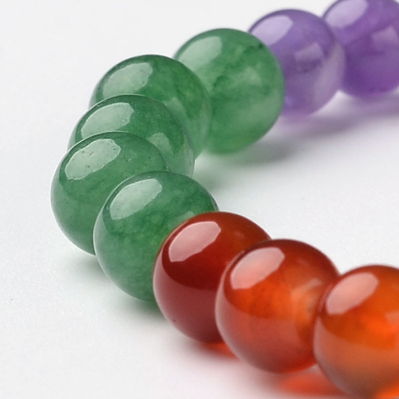 Chakra Stones Bracelet, 6mm, 5 Pieces in a Pack