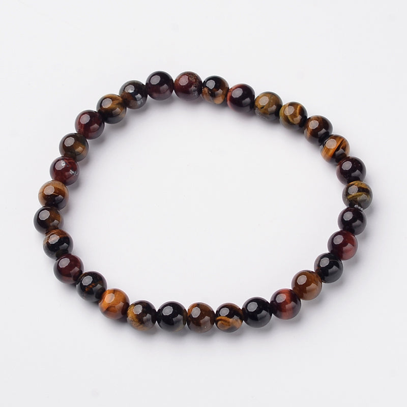 Tiger Eye Bracelet, 6mm, 5 Pieces in a Pack