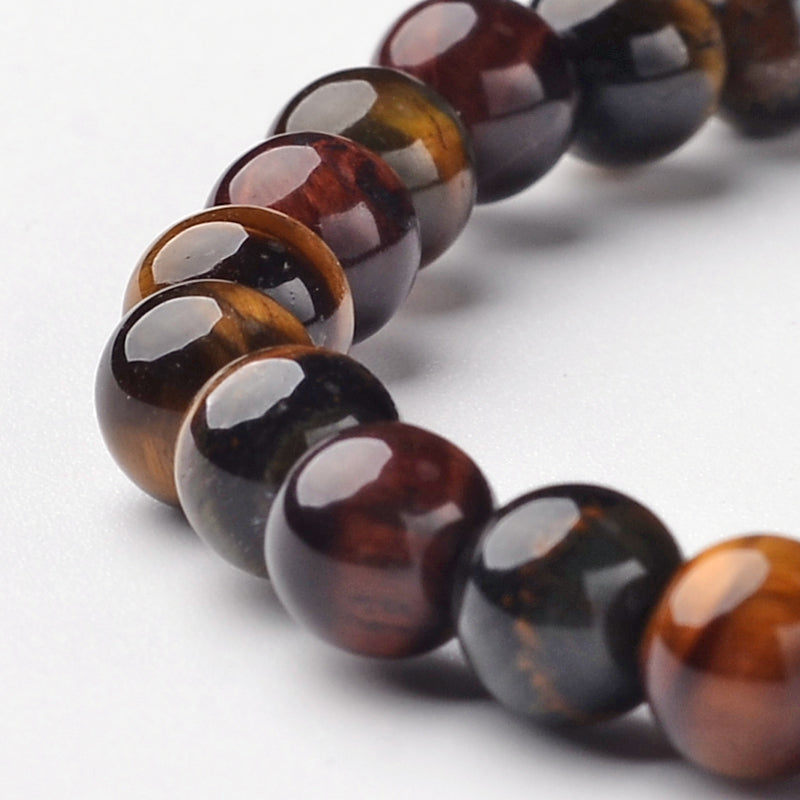 Tiger Eye Bracelet, 6mm, 5 Pieces in a Pack