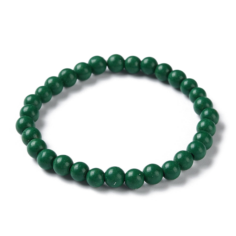 Mashan Jade Bracelet, 6mm, 5 Pieces in a Pack