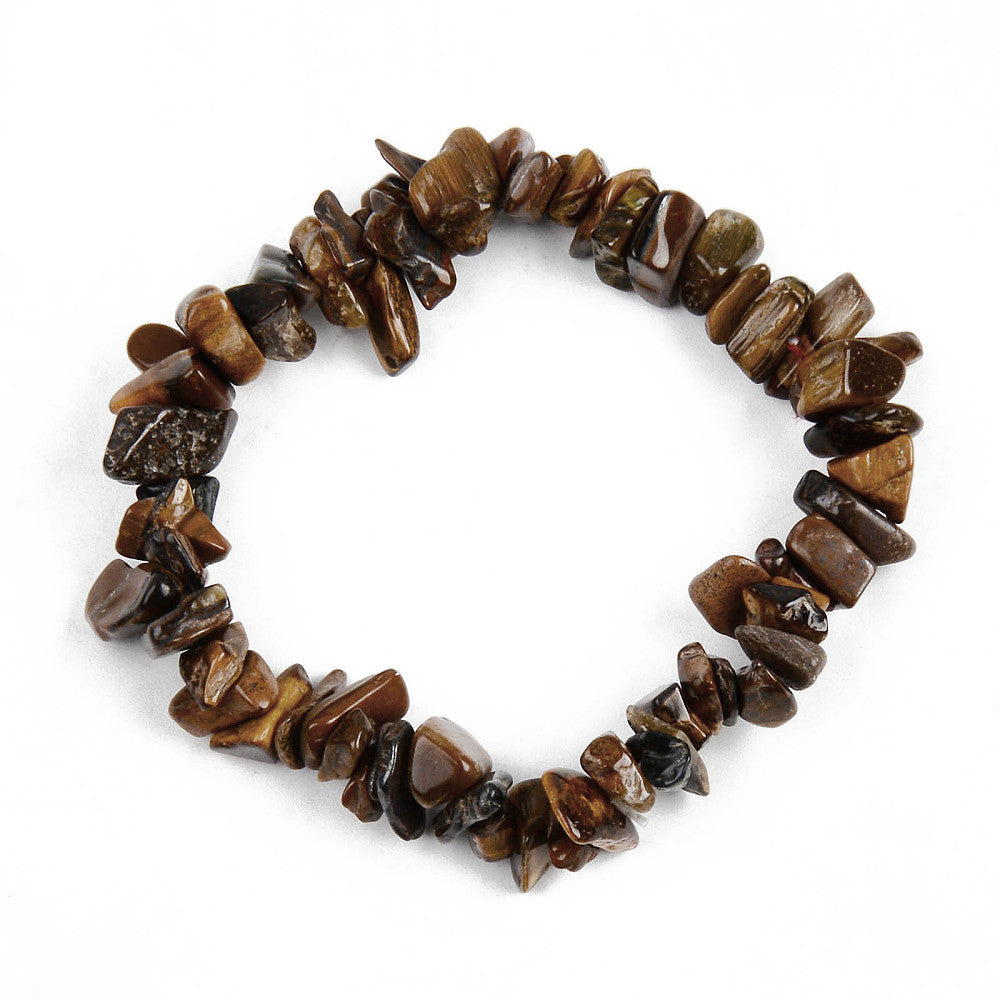 Tiger Eye Chipped Stone Bracelet, 5 Pieces in a Pack