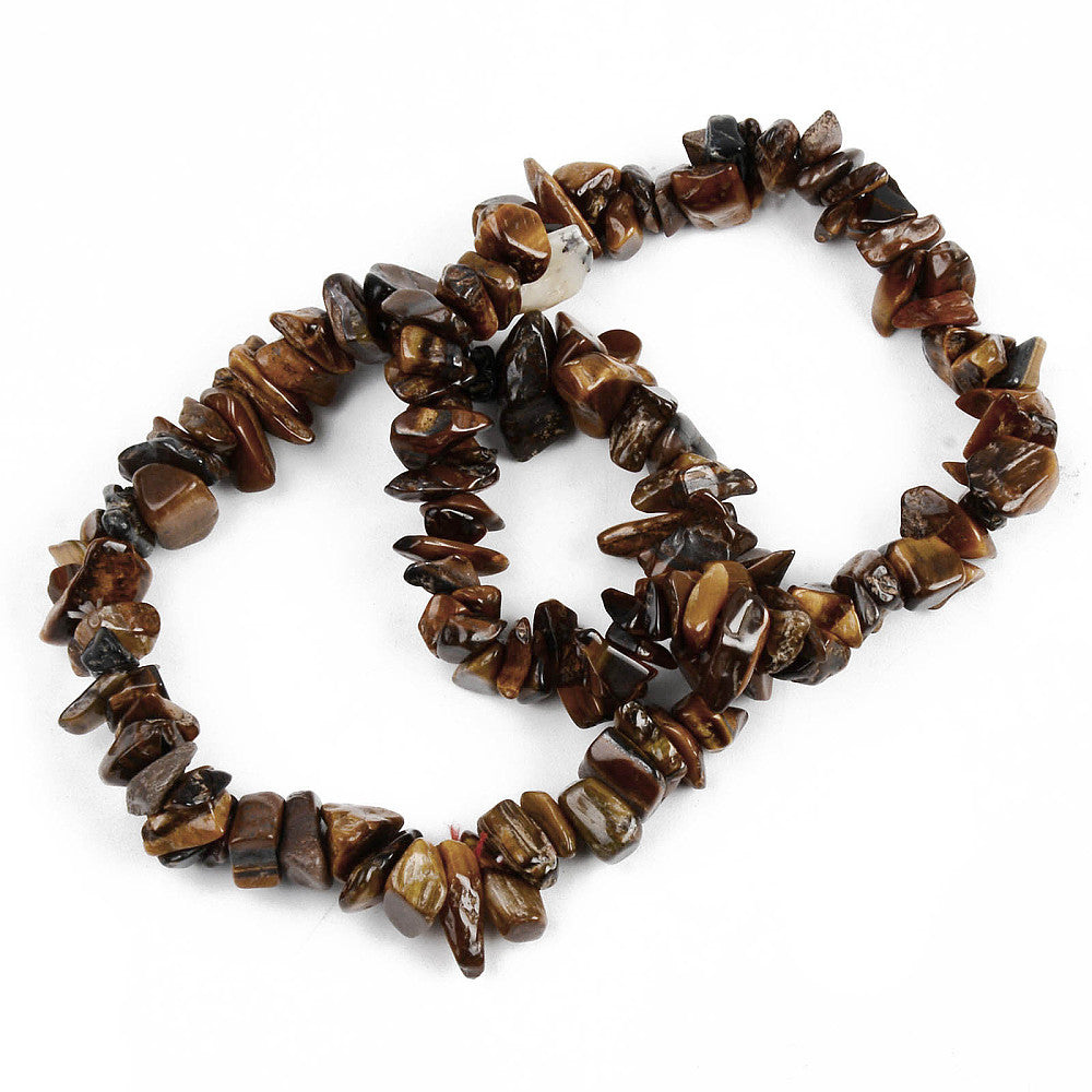 Tiger Eye Chipped Stone Bracelet, 5 Pieces in a Pack