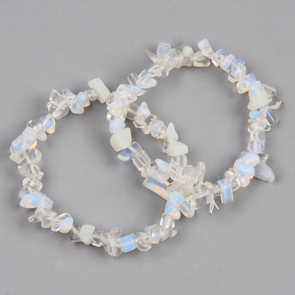 Opalite Chipped Stone Bracelet, 5 Pieces in a Pack