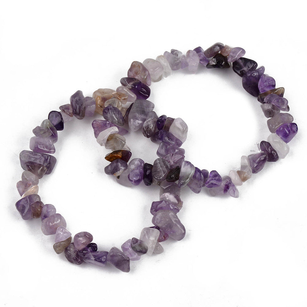 Amethyst Chipped Stone Bracelet, 5 Pieces in a Pack