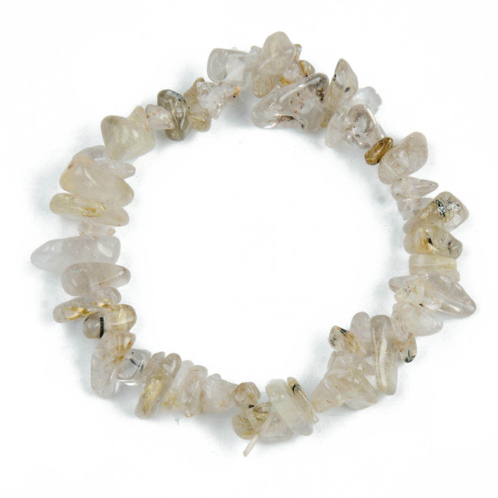 Rutilated Quartz Chipped Stone Bracelet, 5 Pieces in a Pack