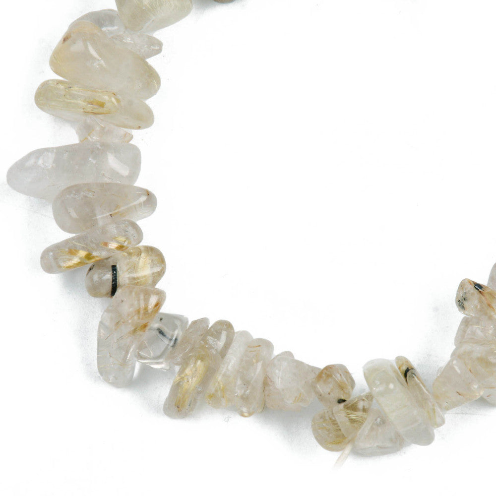 Rutilated Quartz Chipped Stone Bracelet, 5 Pieces in a Pack