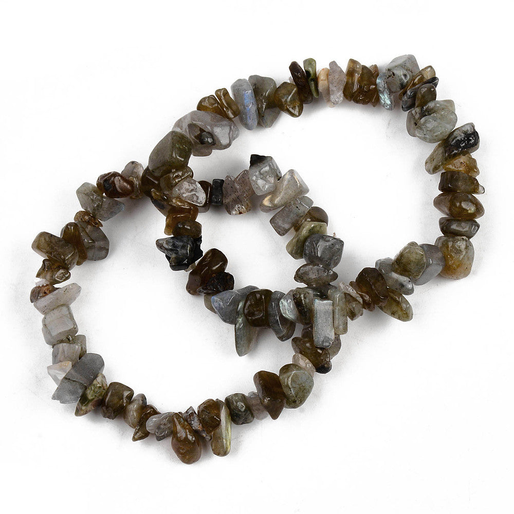 Labradorite Chipped Stone Bracelet, 5 Pieces in a Pack