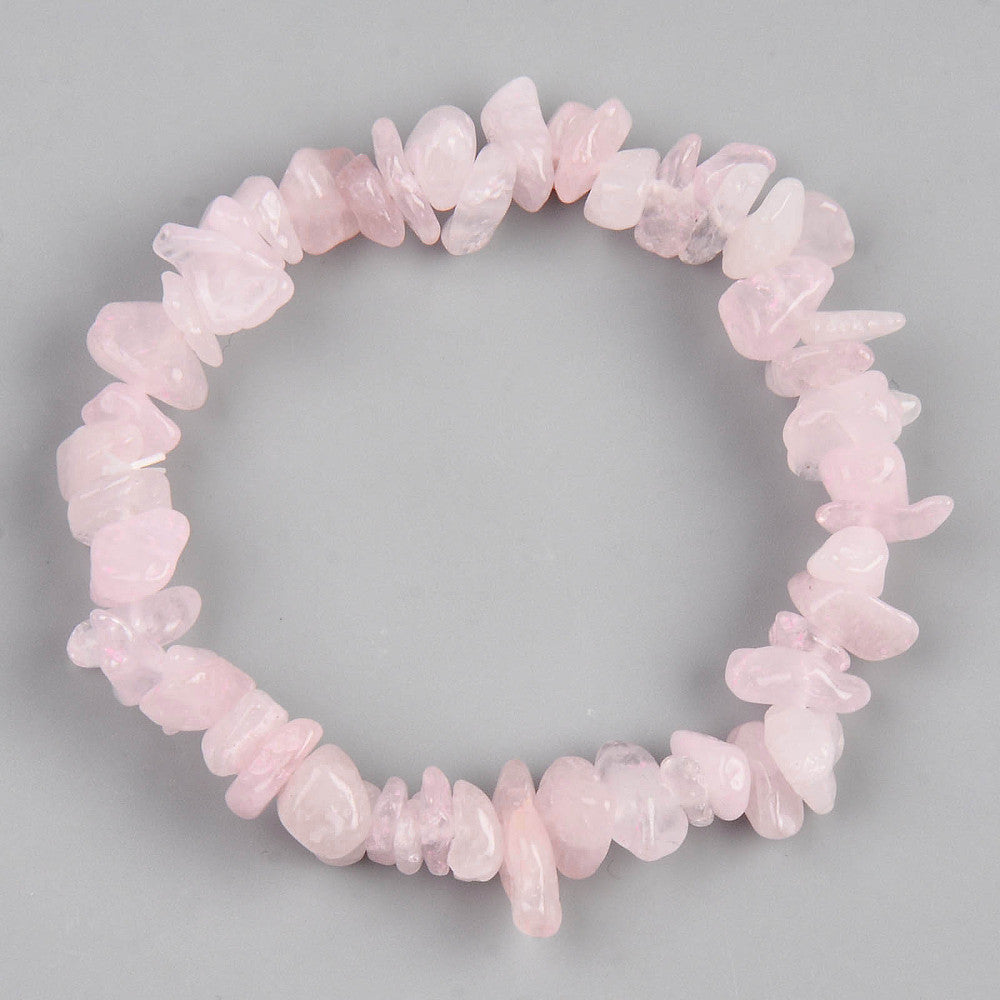 Rose Quartz Chipped Stone Bracelet, 5 Pieces in a Pack