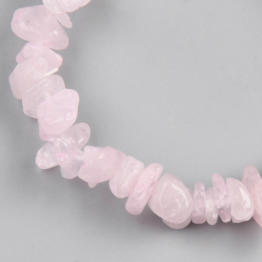 Rose Quartz Chipped Stone Bracelet, 5 Pieces in a Pack