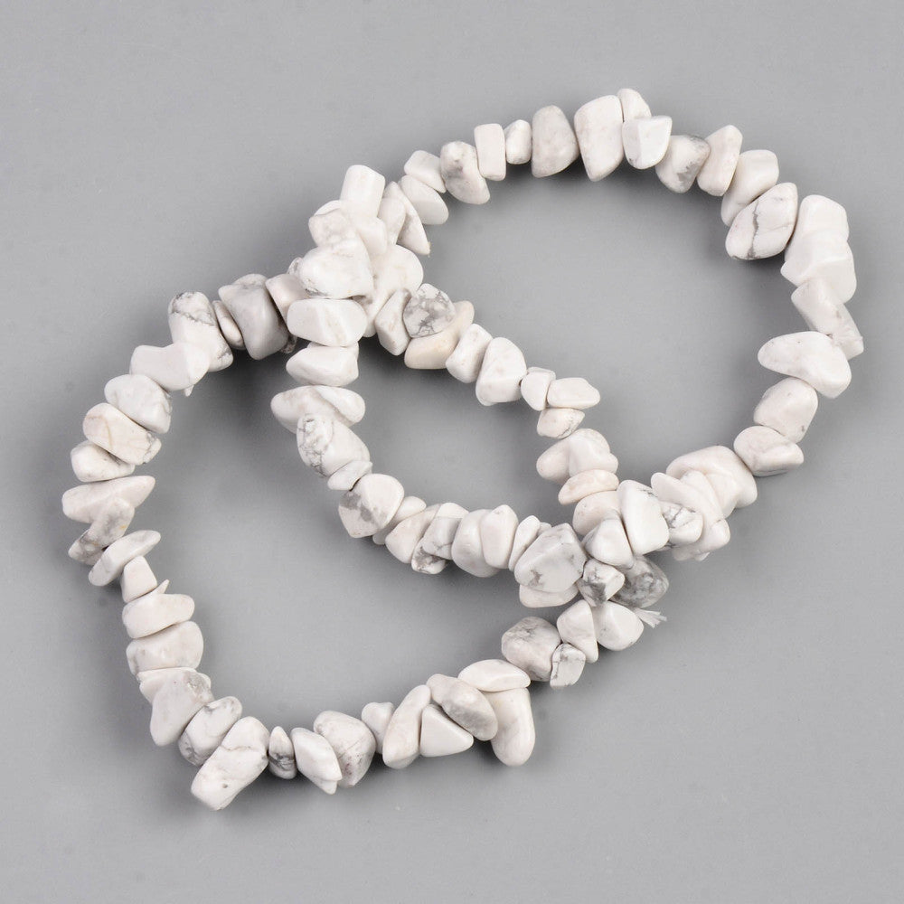 Howlite Chipped Stone Bracelet, 5 Pieces in a Pack