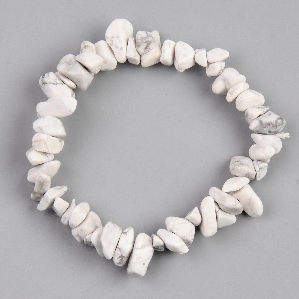 Howlite Chipped Stone Bracelet, 5 Pieces in a Pack