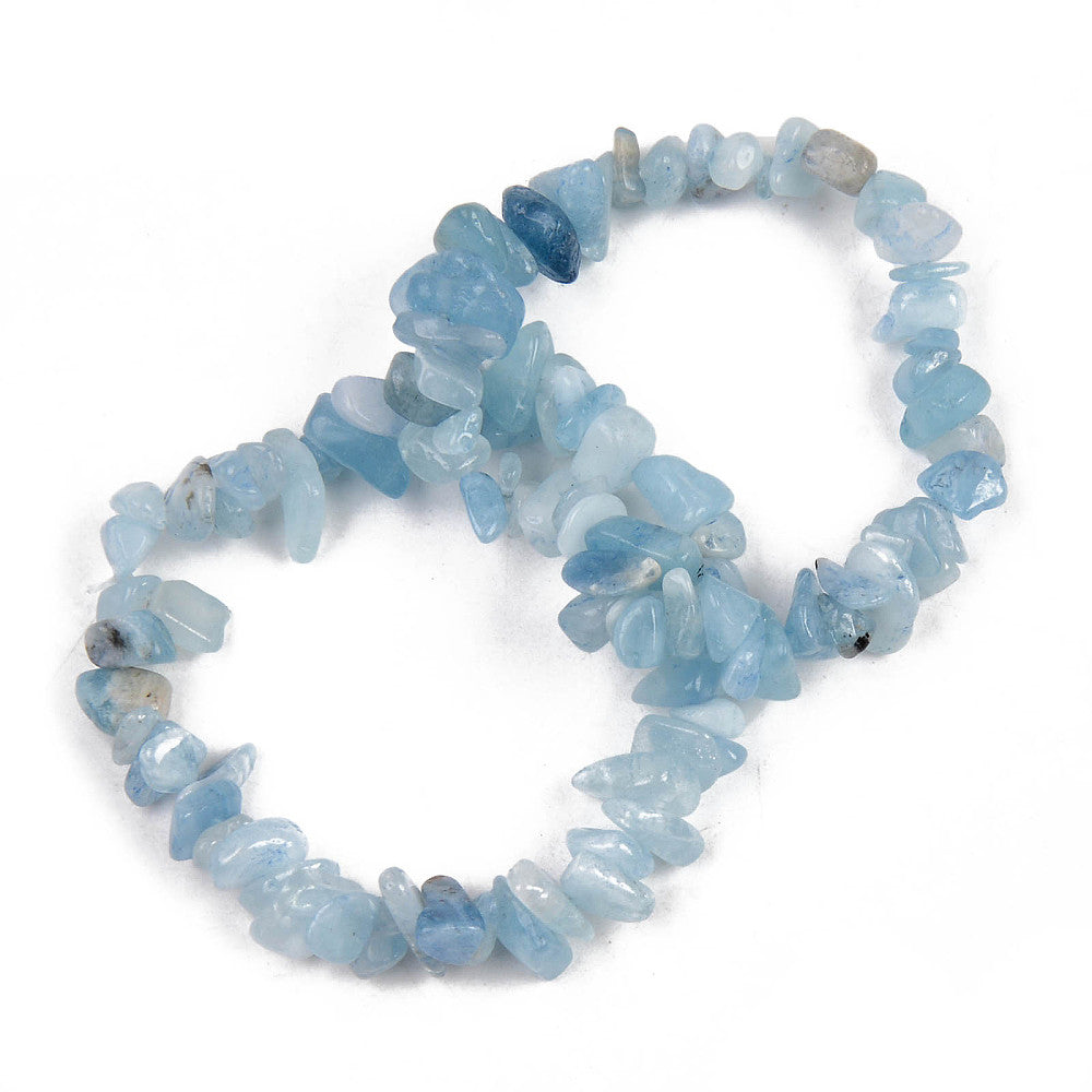 Aquamarine Chipped Stone Bracelet, 5 Pieces in a Pack