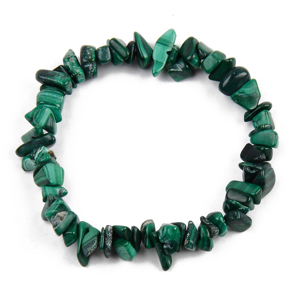 Malachite Chipped Stone Bracelet, 5 Pieces in a Pack