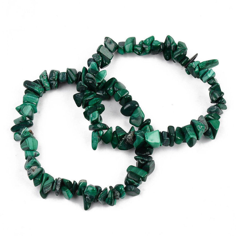 Malachite Chipped Stone Bracelet, 5 Pieces in a Pack