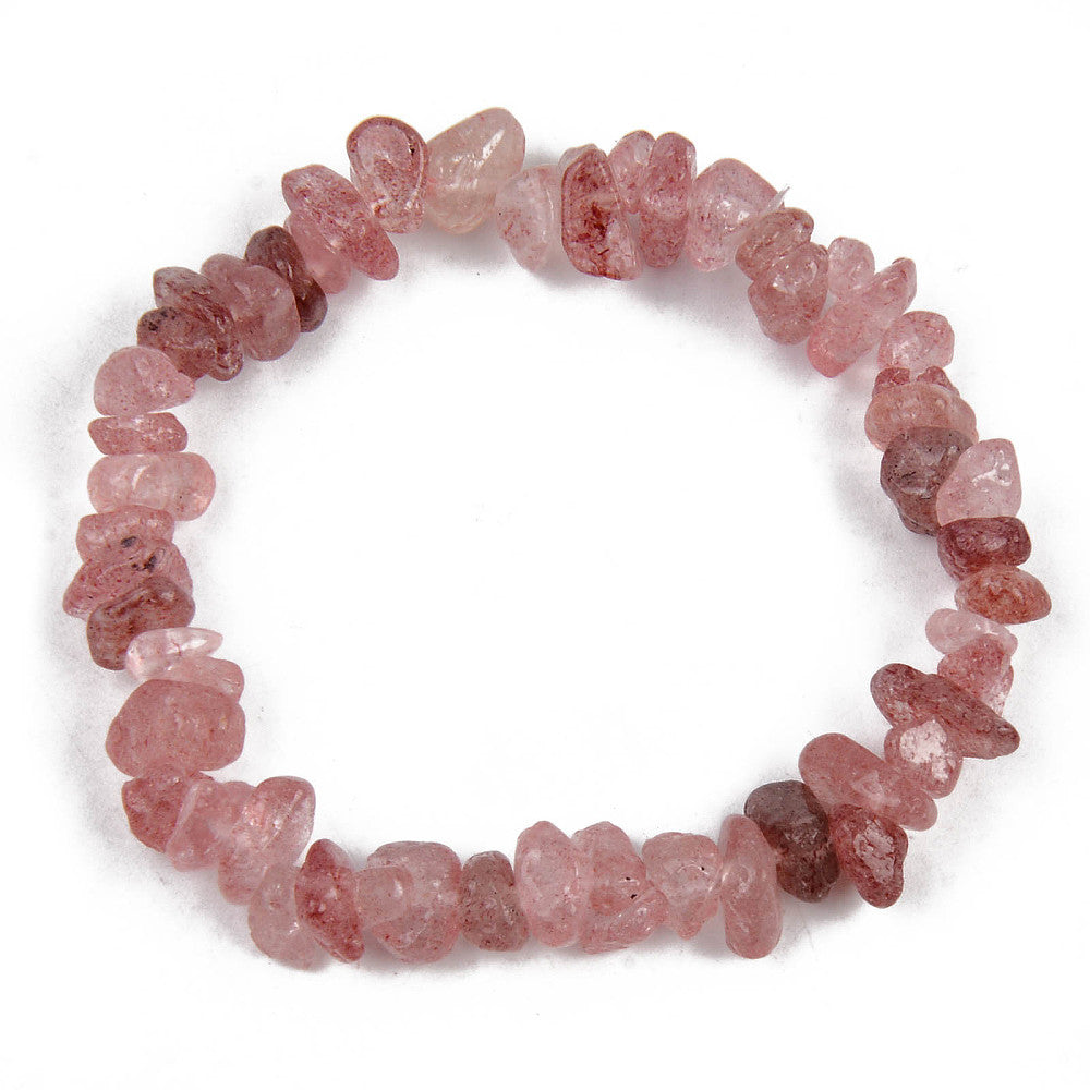 Strawberry Quartz Chipped Stone Bracelet, 5 Pieces in a Pack