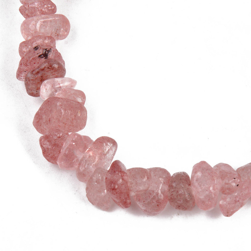 Strawberry Quartz Chipped Stone Bracelet, 5 Pieces in a Pack