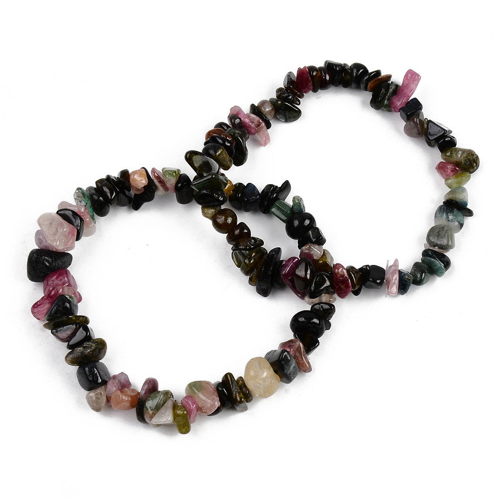 Tourmaline Chipped Stone Bracelet, 5 Pieces in a Pack