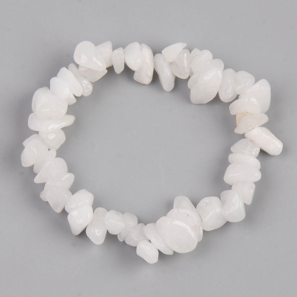 White Moonstone Chipped Stone Bracelet, 5 Pieces in a Pack