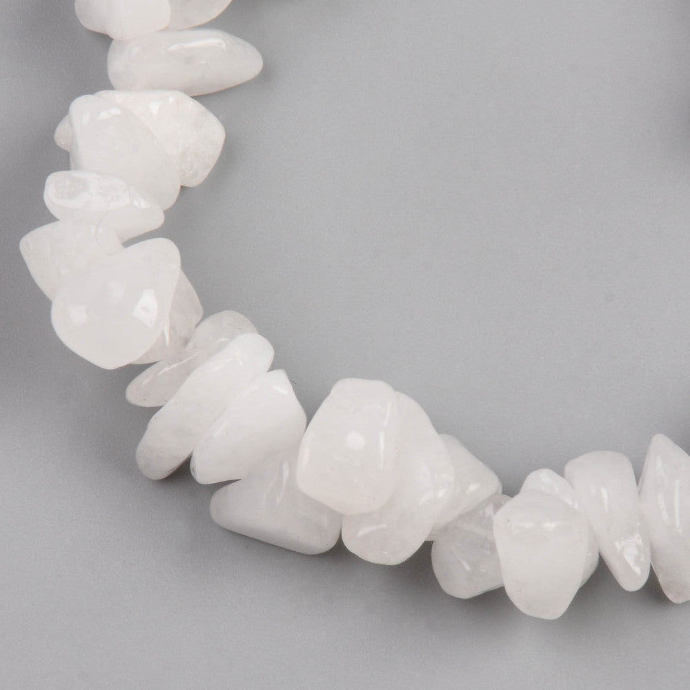 White Moonstone Chipped Stone Bracelet, 5 Pieces in a Pack