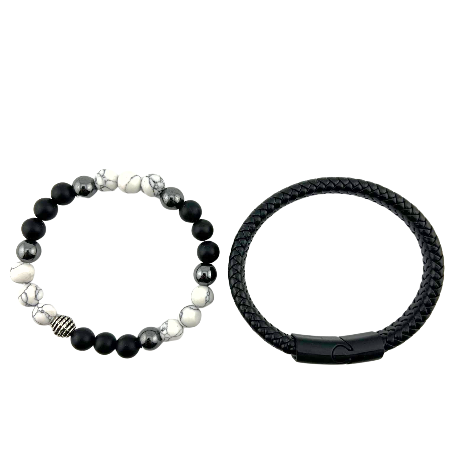 Howlite & Woven Set Bracelet, 8mm, 5 Sets in a Pack