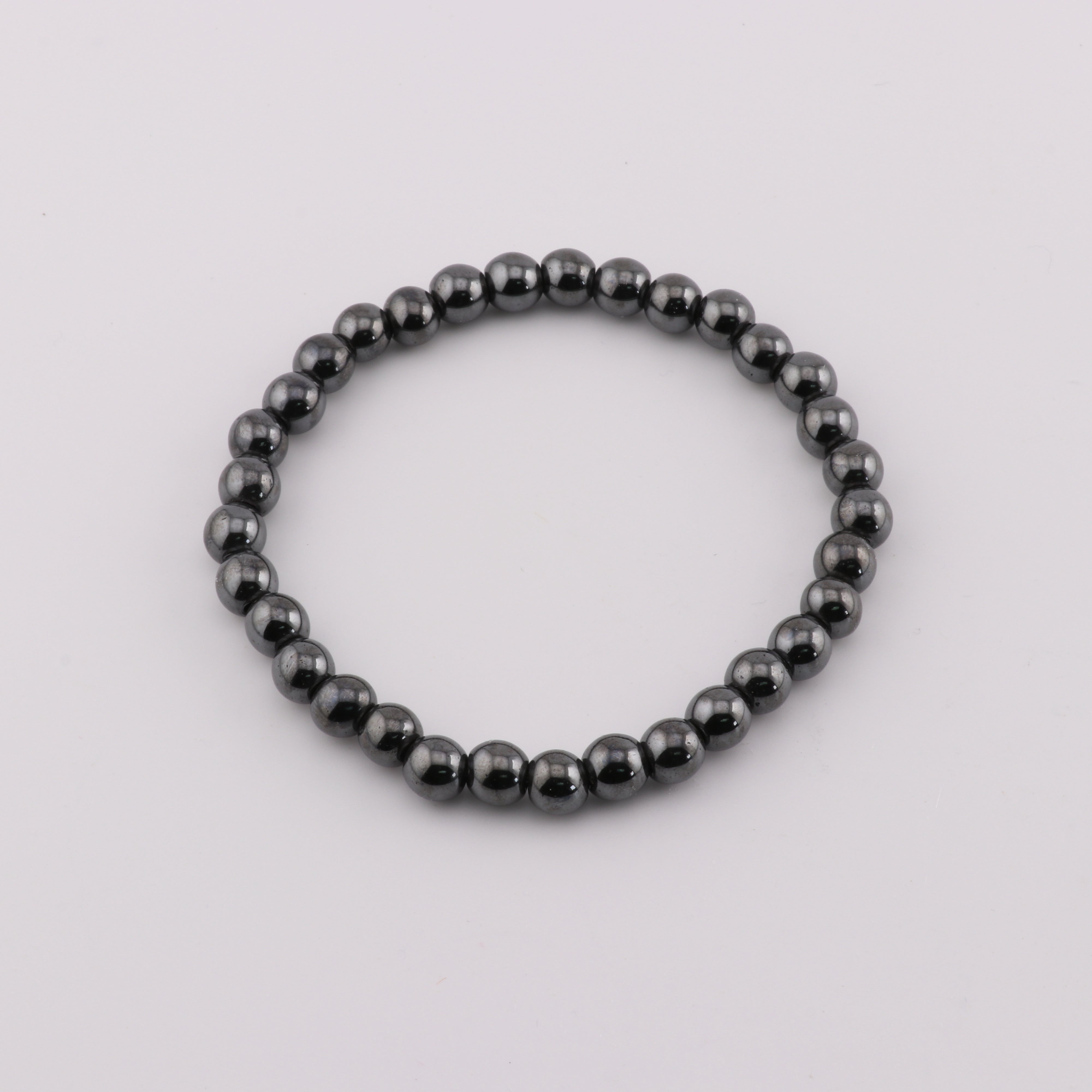 Hematite Bracelet, Black Hematite, Nonmagnet, 6mm, 5 Pieces in a Pack, #237