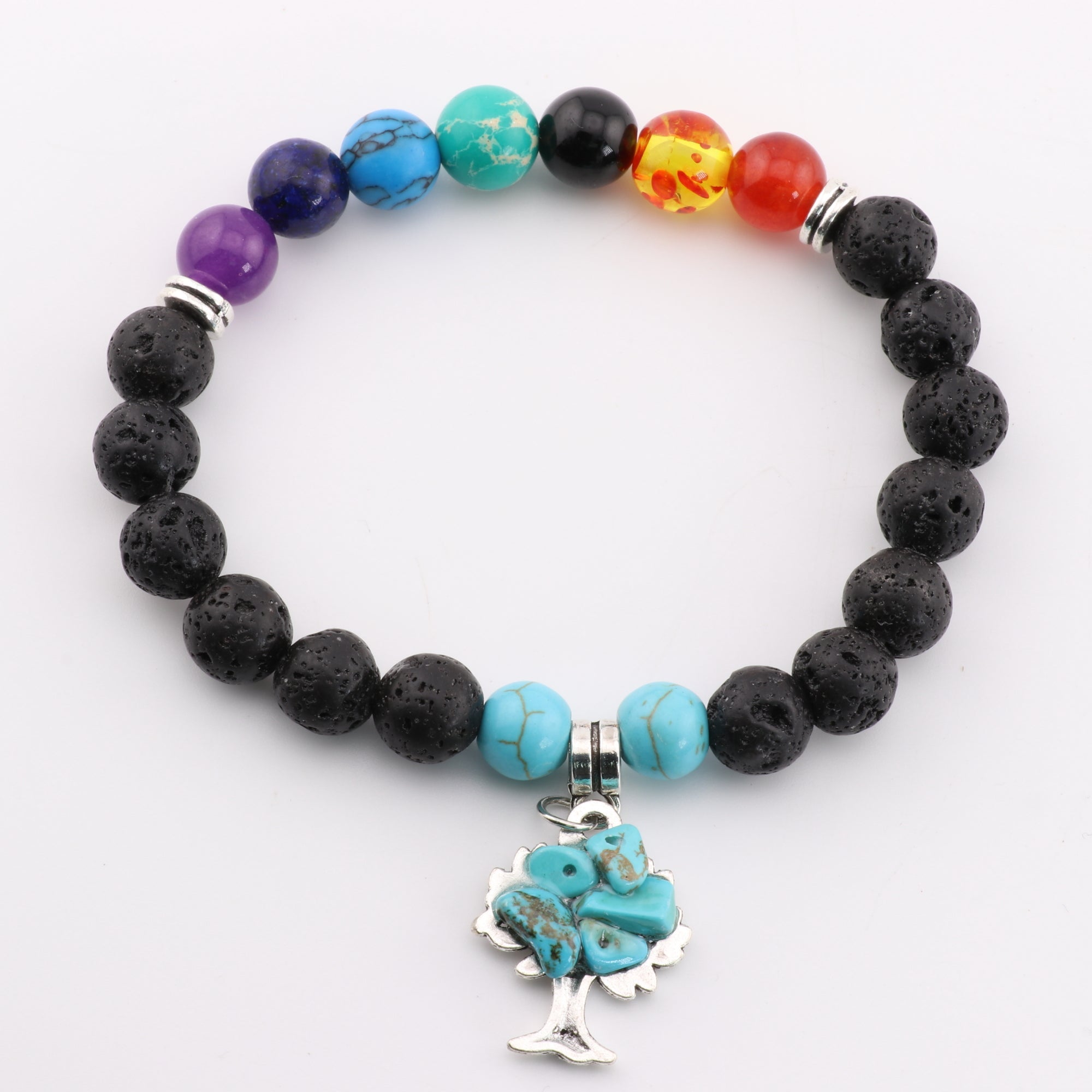 Chakra & Tree of Life Bracelet, 8mm, 5 Pieces in a Pack