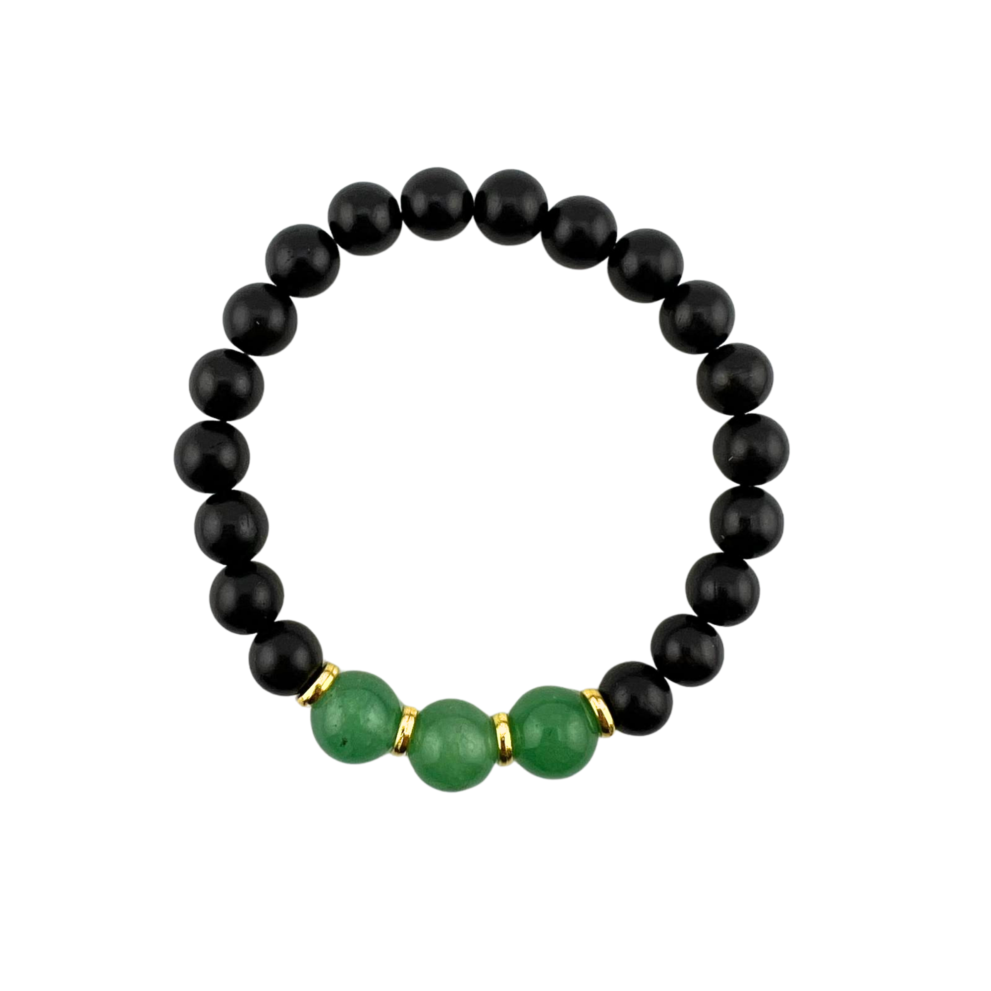 Green Aventurine & Black Wood  Bracelet, 8-10mm, 5 Pieces in a Pack #558