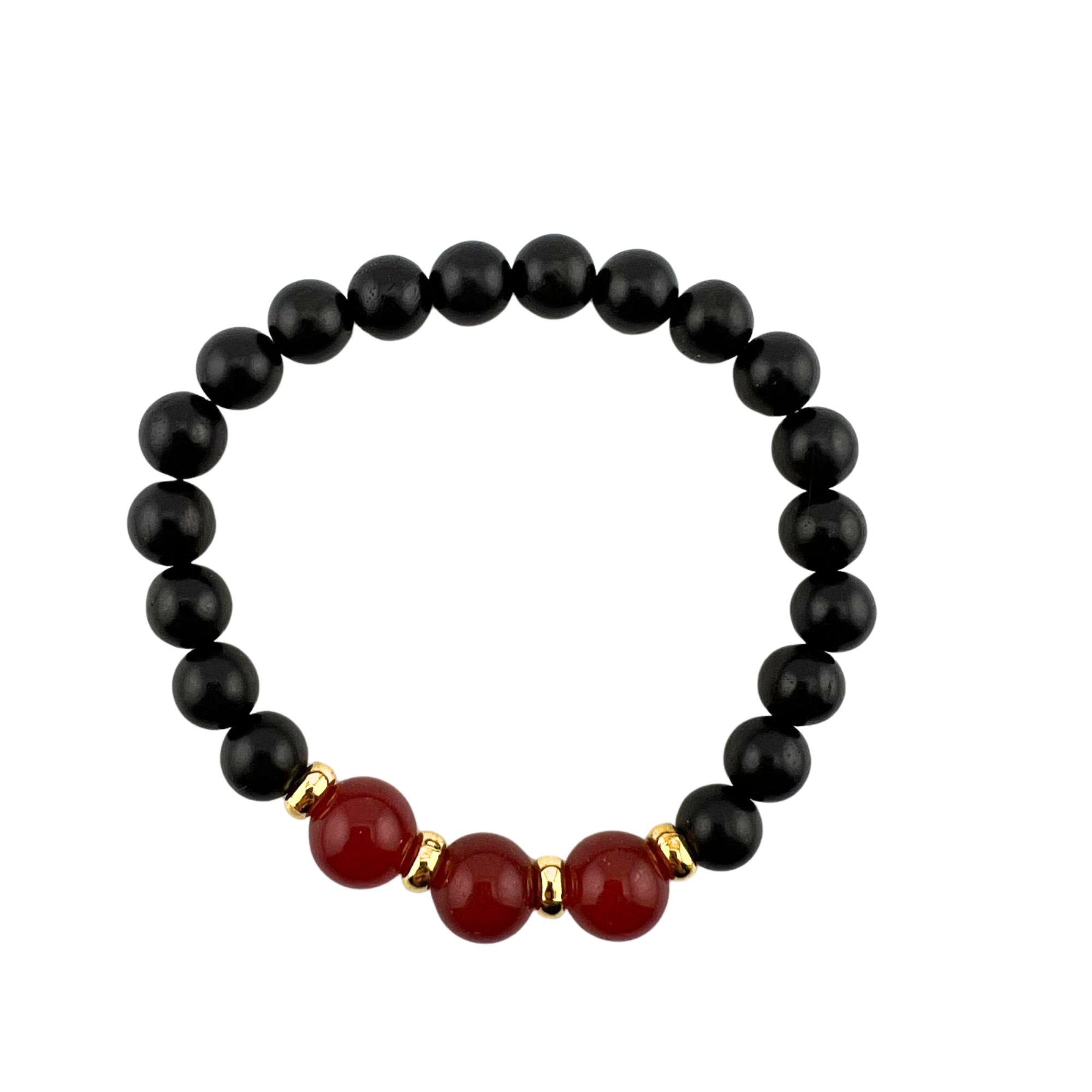 Carnelian & Black Wood  Bracelet, 8-10mm, 5 Pieces in a Pack #561