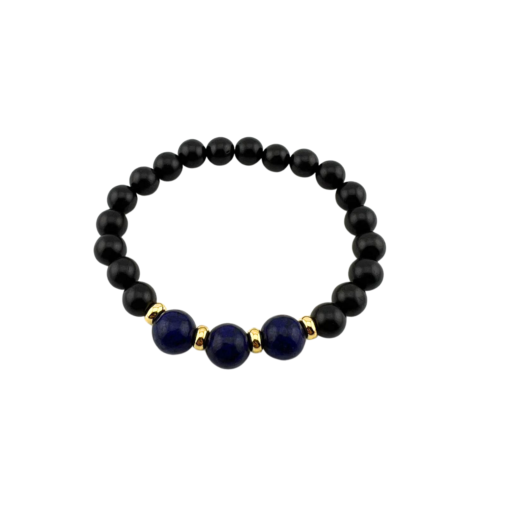 Lapis Lazuli & Black Wood  Bracelet, 8-10mm, 5 Pieces in a Pack #560