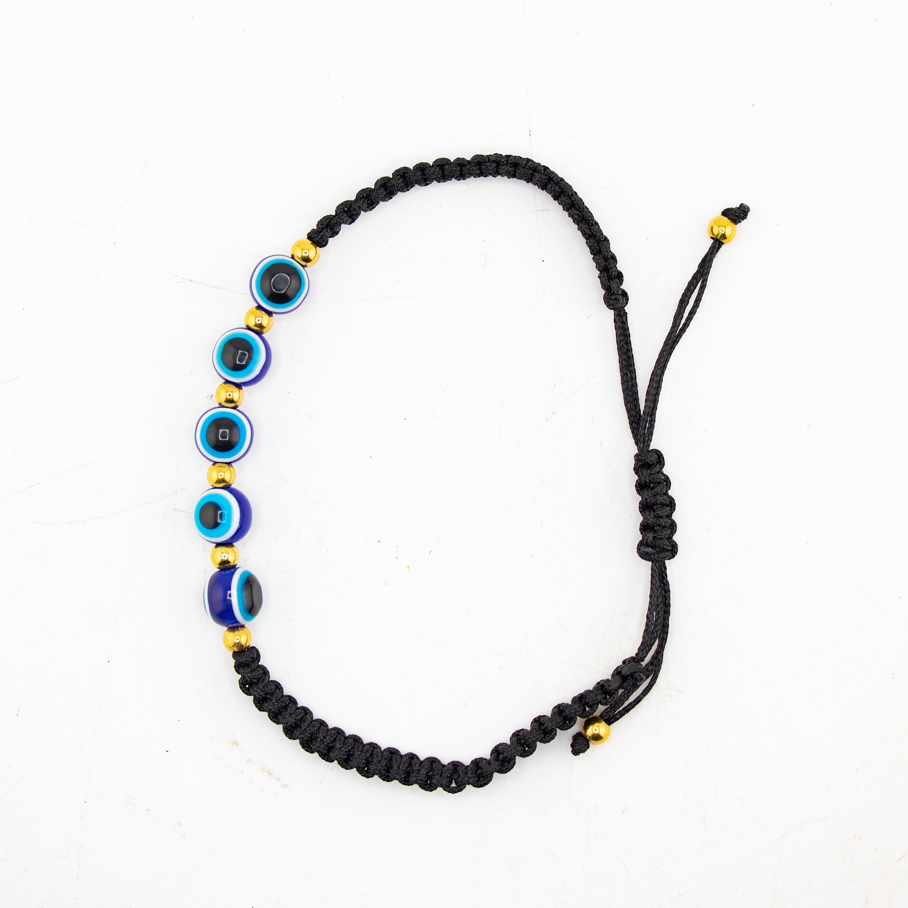 Nazar (Evil Eye) Macrame Bracelet, Lampwork Beads, 5 Pieces in a Pack