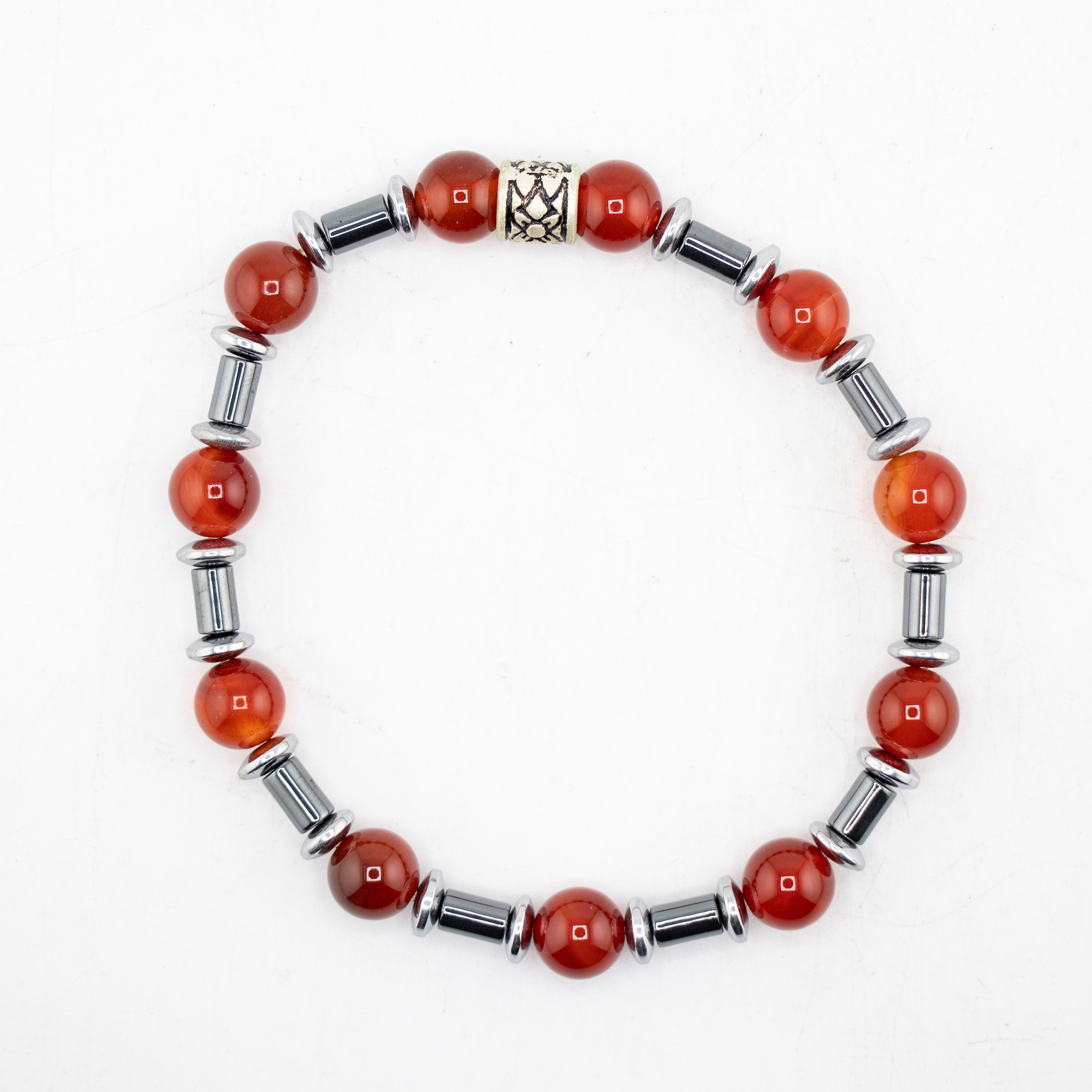 Carnelian & Hematite Bracelet, 8mm, 5 Pieces in a Pack