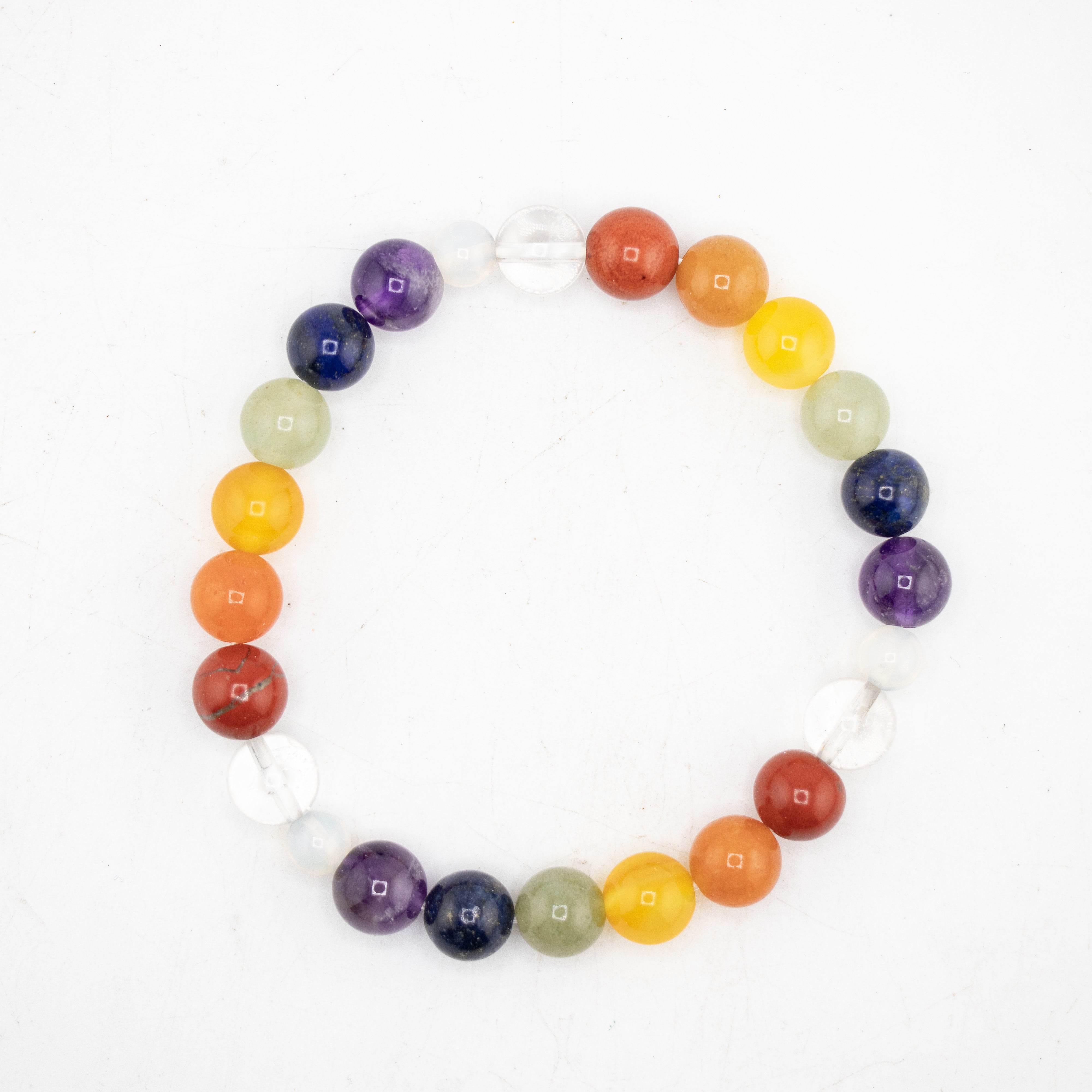 Chakra Stones Bracelet, 8mm, 5 Pieces in a Pack