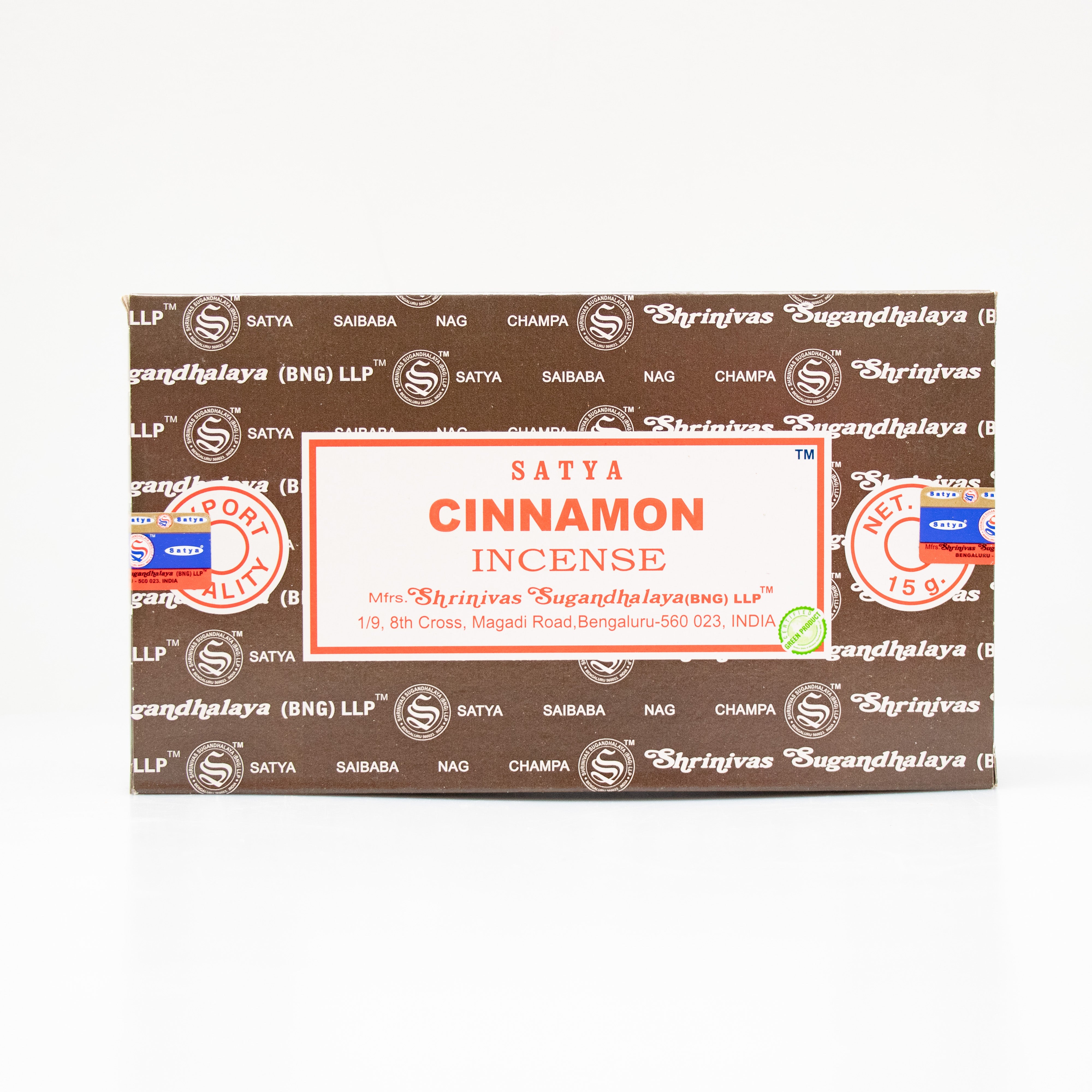 Satya Cinnamon, Incense Sticks, 15 grams in one Pack, 12 Pack Box