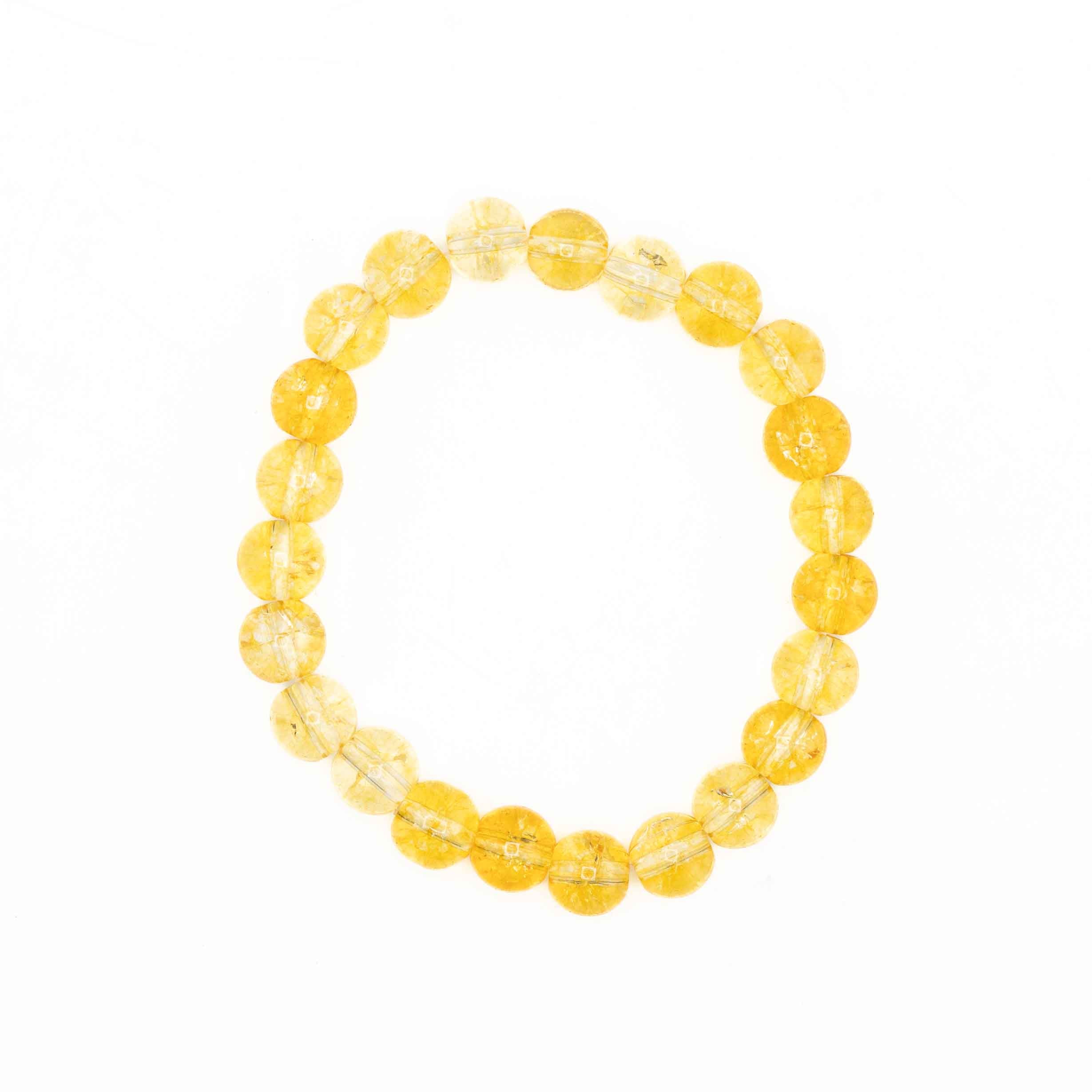 Citrine, Metal Free Bracelet, 8mm, 5 Pieces in a Pack (Heated)