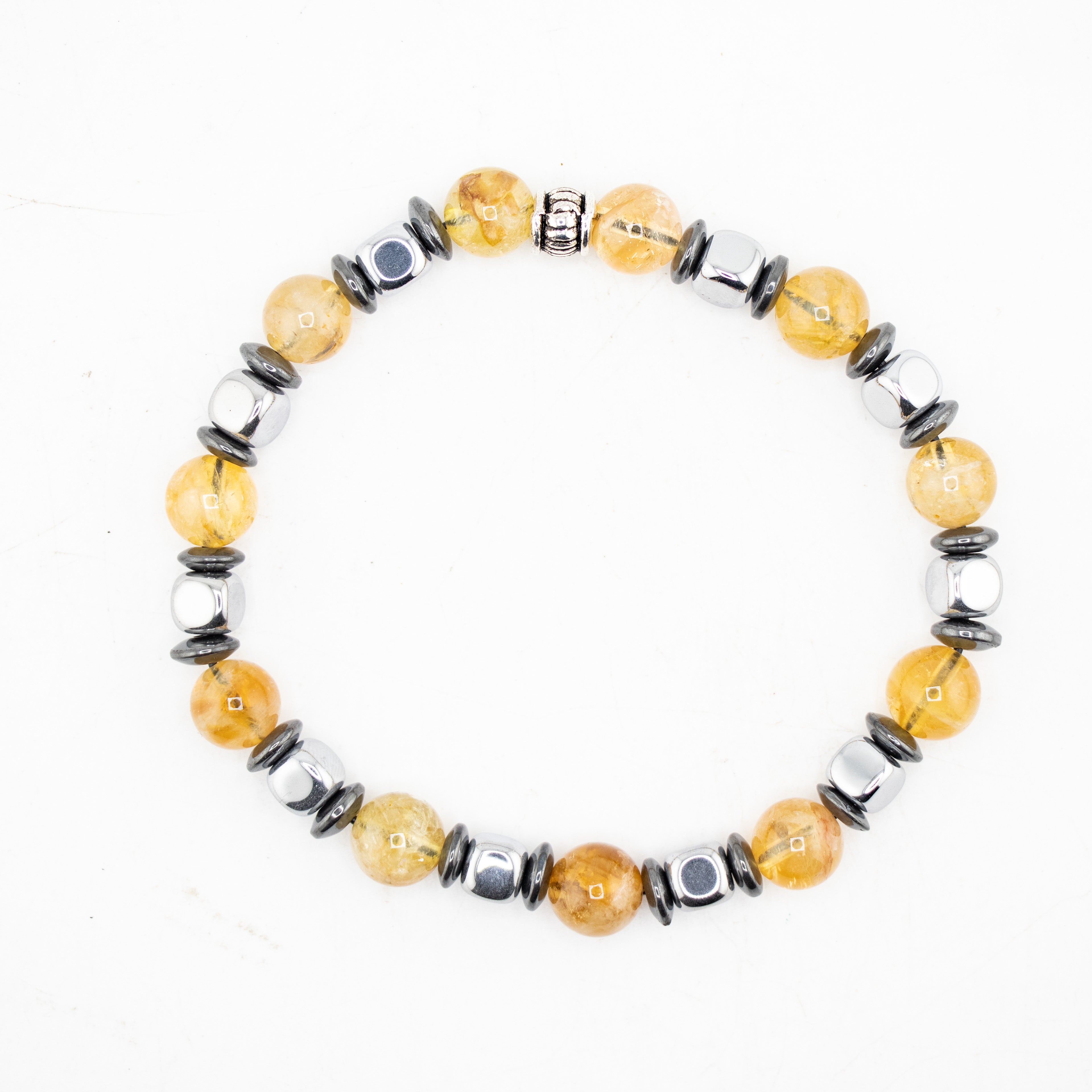 Citrine & Hematite Bracelet, 8mm, 5 Pieces in a Pack