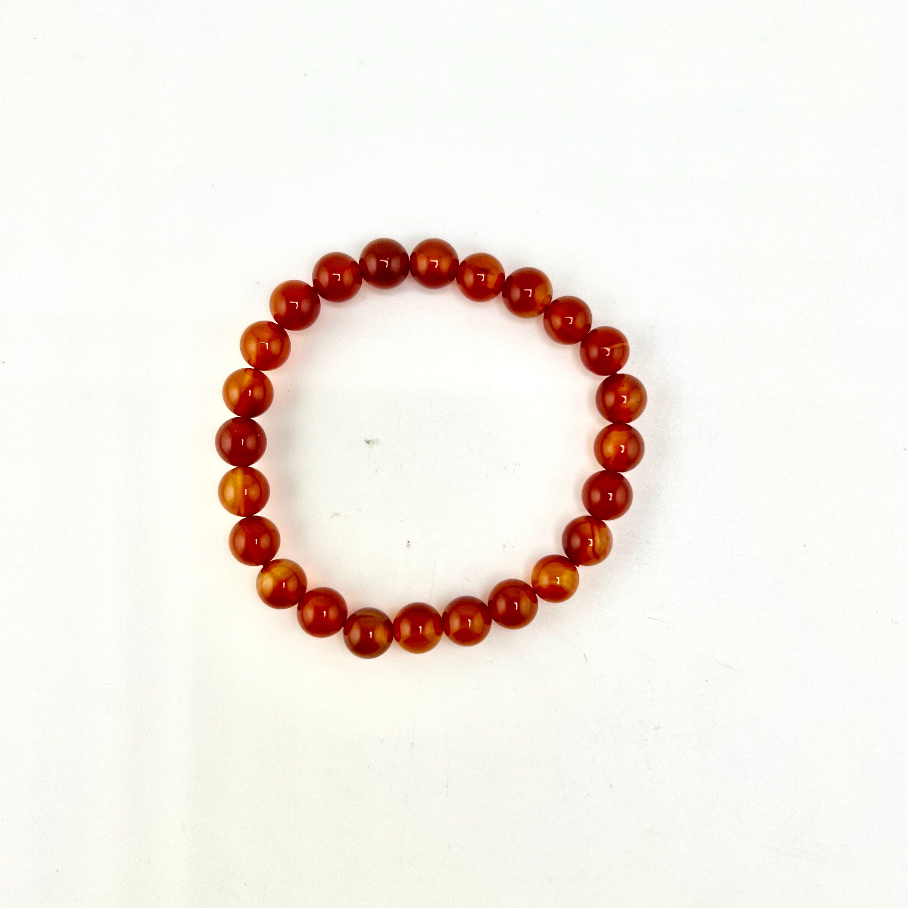 Carnelian, Metal Free Bracelet, 8mm, 5 Pieces in a Pack